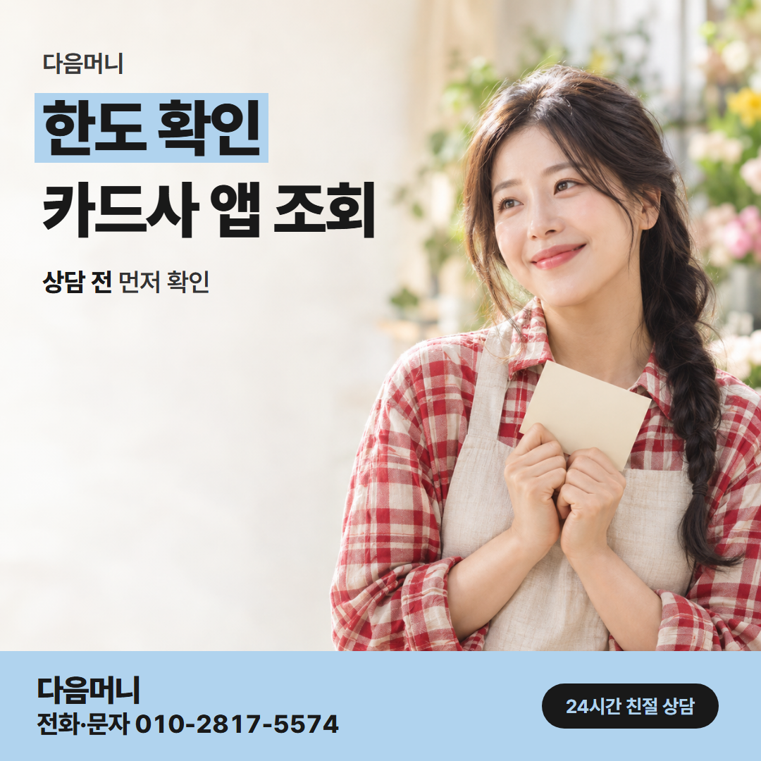 다음머니 아산카드깡 한도 확인